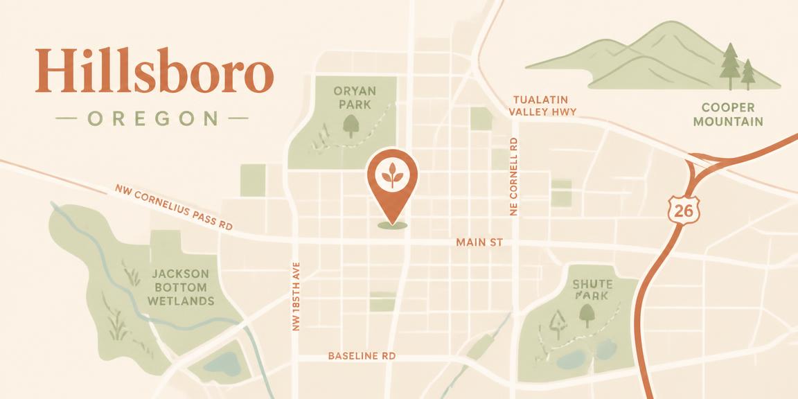 Map showing Abu Omar Gyros and Shawarma location in Hillsboro, Oregon